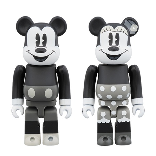 BE@RBRICK MICKEY MOUSE & MINNIE MOUSE 100%(B&W Ver.) 2 PACK