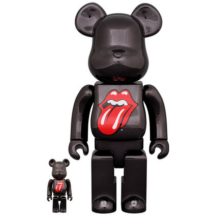 BE@RBRICK The Rolling Stones Lips & Tongue BLACK CHROME Ver. 100% & 400%