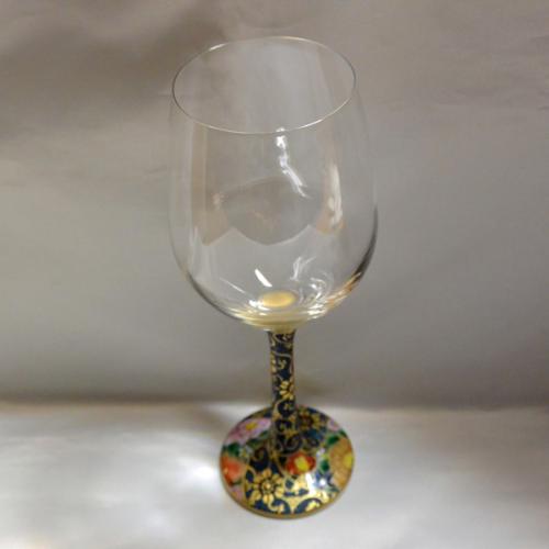 [Kutani Wine Glass][Red Wine]Aochibu Hanazume by Saeki Shinpei