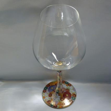 [Kutani Wine Glass][Burgundy] Hanazume