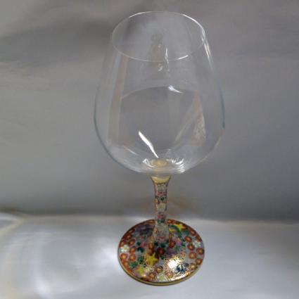 [Kutani Wine Glass][Burgundy]Jyouhanazume by Saeki Shinpei