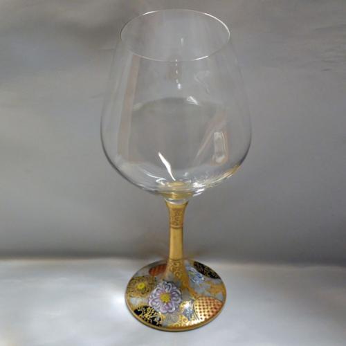 [Kutani Wine Glass][Burgundy]Kiku-kara-kusa Orange by Saeki Shinpei