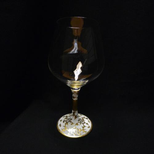 [Kutani Wine Glass][Burgundy]Uzuuchi Shirochibu by Nakata Kingyoku