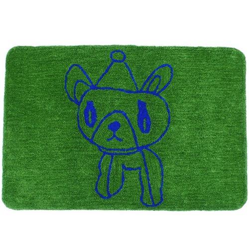 modern decoration rug dreaming bear dog S green