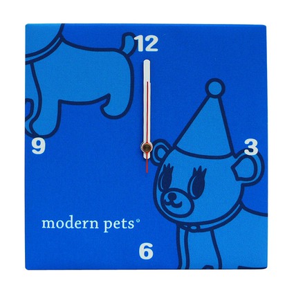 Fabric clock modern pets blue