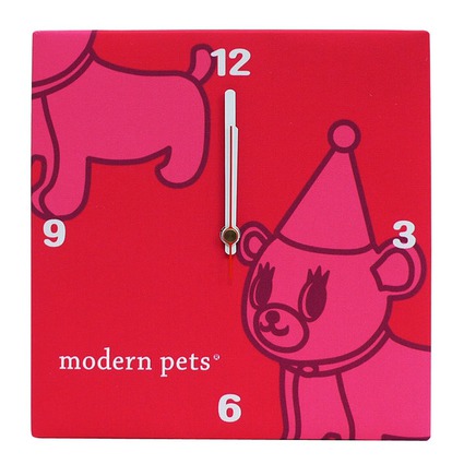 Fabric clock modern pets pink