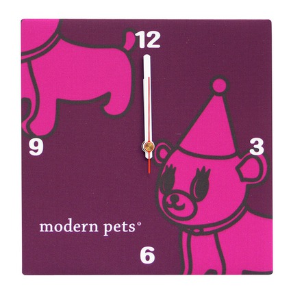 Fabric clock modern pets purple