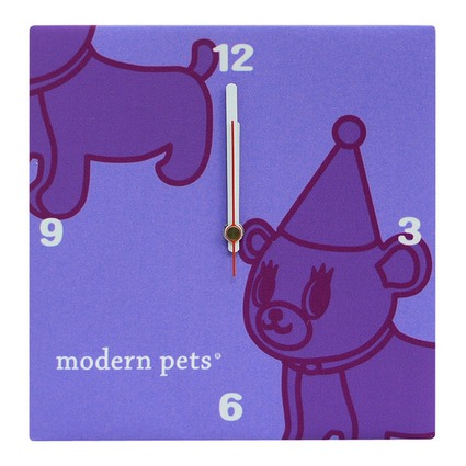 Fabric clock modern pets light purple