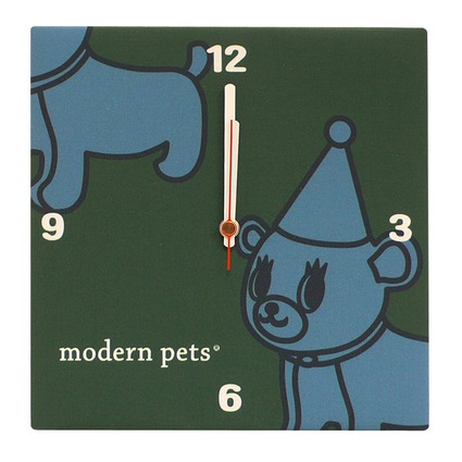 Fabric clock modern pets viridian