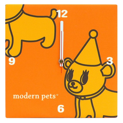 Fabric clock modern pets orange