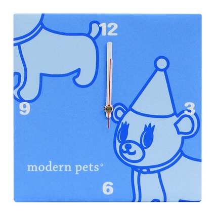 Fabric clock modern pets sky blue