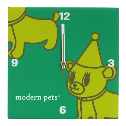 Fabric clock modern pets green