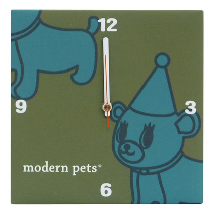 Fabric clock modern pets khaki