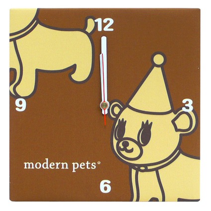 Fabric clock modern pets brown