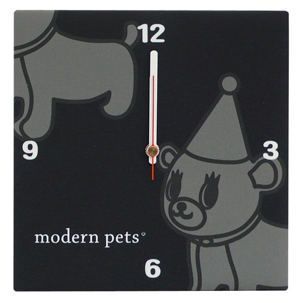 Fabric clock modern pets black